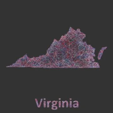 Virginia line art map Ilustração Stock