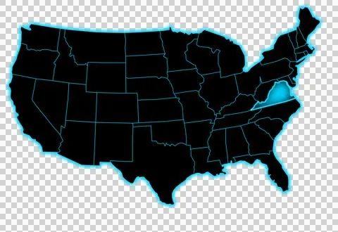 Virginia map blue glow  Stock Illustration