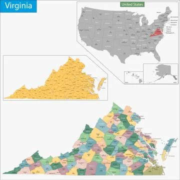 Virginia map Stock Illustration