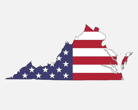 Virginia Map USA Flag Stock Illustration