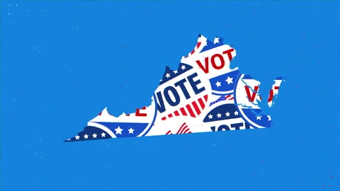 Virginia Map with Vote Pattern on Blue Background Video stock 347174932