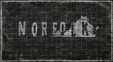 Virginia Norfolk Typography Map Stock Illustration