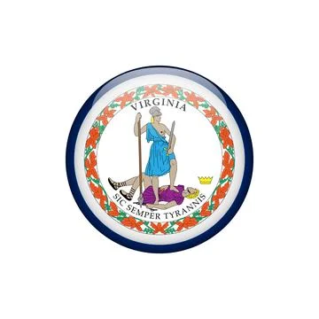 Virginia Round Circle Button Flag of the US States Vector Template Stock Illustration