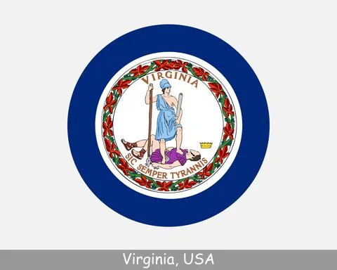 Virginia Round Flag Stock Illustration