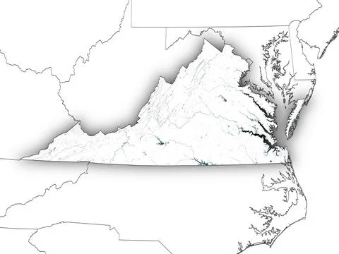 Virginia shape with state borders, white map イラスト素材