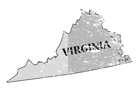 Virginia State and Date Map Grunged Stock Illustration