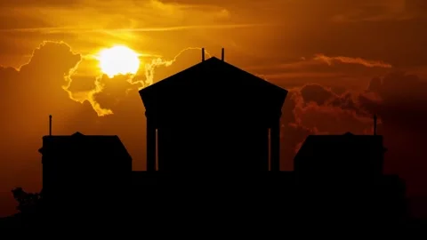 Virginia State Capitol in Richmond, Time Lapse at Sunset with Red and Fiery Sky Stock Footage 265603828