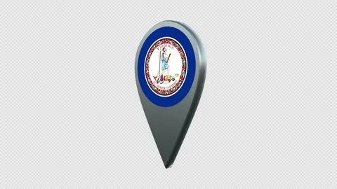 Virginia State Flag Location Map Marker Pin With Alpha Channel Looped Stock Footage 239463025