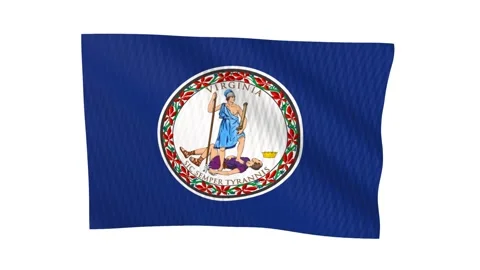 Virginia state flag waving in the wind Видео 343901016