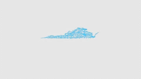 Virginia State Line Map Self Drawing Animated Overlay, Alpha 4K 库存影片 340292437