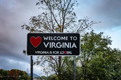 Virginia State Line Sign Stock Photos
