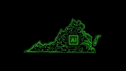 Virginia State Map AI Chipset Technology Opener Stock Footage 337093264