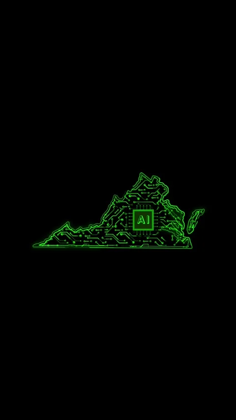 Virginia State Map AI Chipset Technology Opener Stock Footage 337184540
