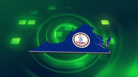 Virginia State Map and Flag Background Stock Footage 344649402