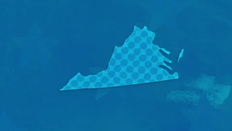 Virginia State Map with Blue Dotted Texture Видео 347277023