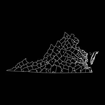Virginia state map with counties. Vector illustration. Illustrazione stock