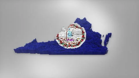Virginia State Map with Flag Intro Background Stock Footage 315166627