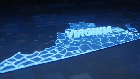 Virginia State Map Geographic Outline Stock Footage 344749057