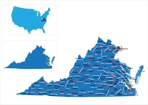 Virginia state map Stock Illustration