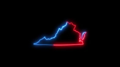 Virginia state map outline with neon light effect. Stockbeeldmateriaal 333081203