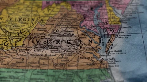 Virginia State Paper Map USA, Slider Shot Stock Footage 262084077