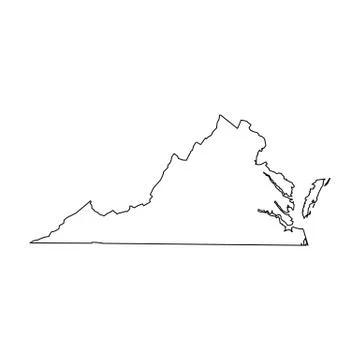 Virginia, state of USA - solid black outline map of country area. Simple flat Ilustração Stock