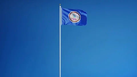 Virginia (U.S. state) flag in slow motion seamlessly looped with alpha Stock Footage 70005641