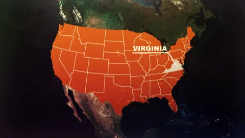 Virginia US State Satellite Map Animation V1 Stock Footage 304233593