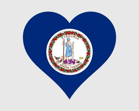 Virginia USA Heart Flag. VA US United States of America Love Shape State Banner Stock Illustration
