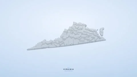 Virginia USA state map 3D animation seamless loop Stock Footage 341068213