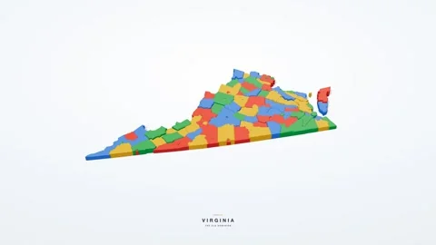 Virginia USA state map 3D animation seamless loop Stock Footage 341069841