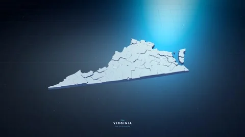 Virginia USA state map with glowing tech digital network style Stock Footage 340614214