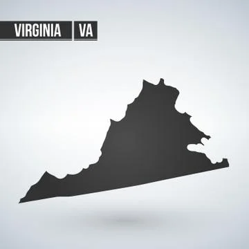 Virginia vector map silhouette isolated on white background. High detailed Stock Illustration