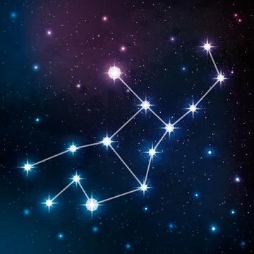 Virgo constellation in the night sky Stock Illustration