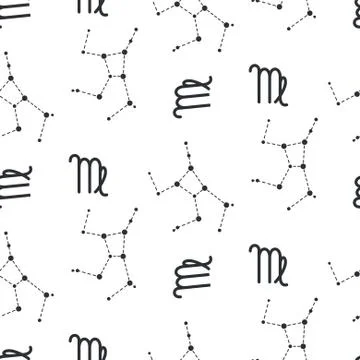 Virgo constellation seamless vector pattern Stock Illustration