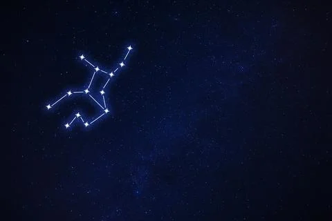 Virgo constellation. Stick figure pattern in starry night sky Stock Photos