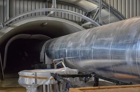 The Virgo interferometer interior tunnel Stock-Fotos