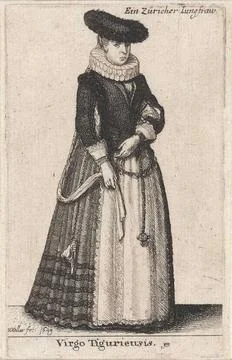 Virgo Tiguriensis / Ein Züricher Iungfraw; Jonk woman from Zurich; Aula Ve.. Stock Photos