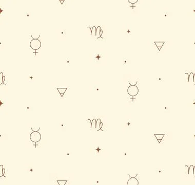 Virgo Zodiac Background Seamless Pattern 2. Astrology Signs Stock Illustration