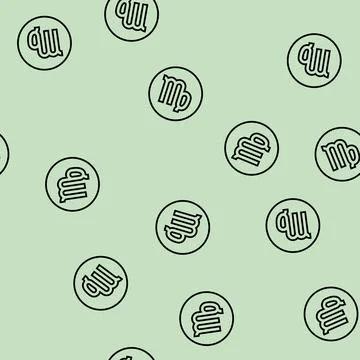 Virgo zodiac line seamless pattern Stock Illustration