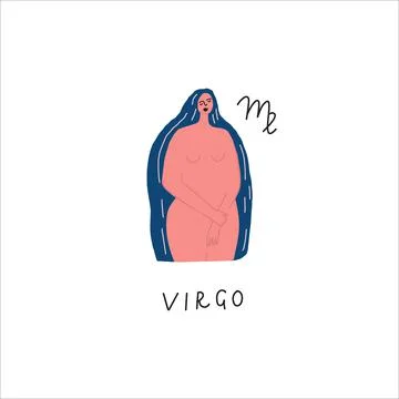 Virgo zodiac sign icon. Vector stylized woman drawing Stock Illustration