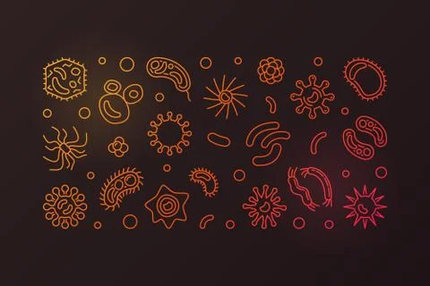Virology creative line banner. Vector microbiology illustration Stock-Illustration