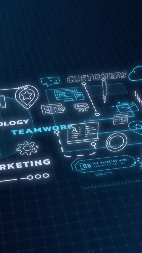 Virtual 3D animation of organizational processes infographics. Stock Footage 318268886