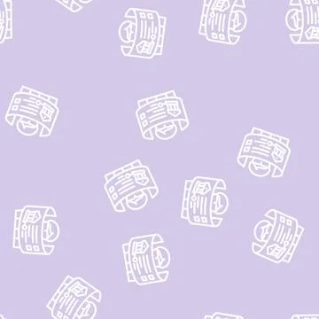 Virtual 3d bank in metaverse line vector seamless pattern Stock Illustration