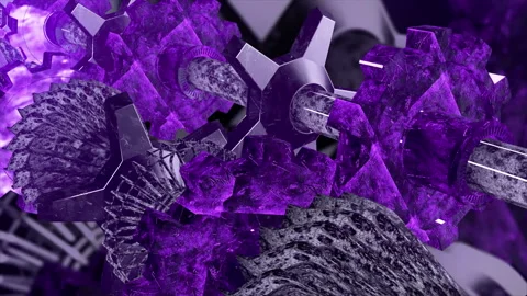 Virtual 3d engine. Motion. Moving 3d mechanism with gears and pipes. Working Stock Footage 201822026