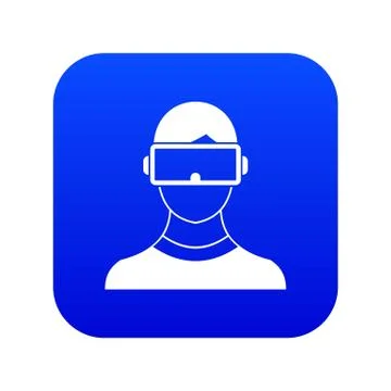 Virtual 3d reality goggles icon digital blue Stock Illustration