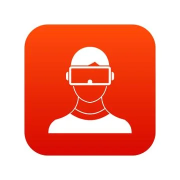 Virtual 3d reality goggles icon digital red Stock Illustration