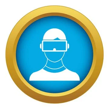 Virtual 3d reality goggles icon blue vector isolated Stock Illustration