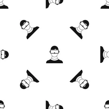 Virtual 3d reality goggles pattern seamless black Stock Illustration