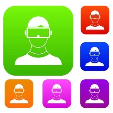 Virtual 3d reality goggles set collection Stock Illustration